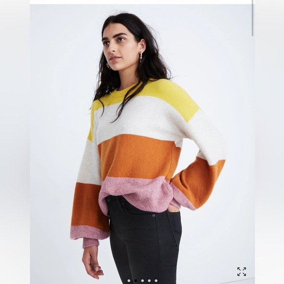 Striped Gladwell Balloon-Sleeve Pullover Sweater - Picture 4 of 7